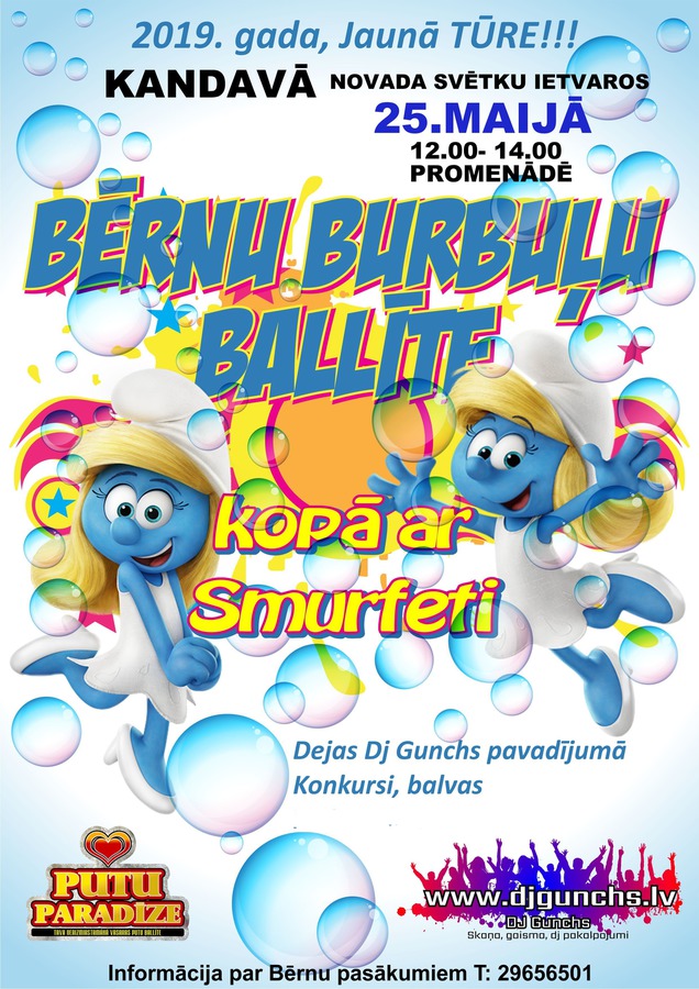 Bērnu burbuļu ballīte kopā ar Smurfeti