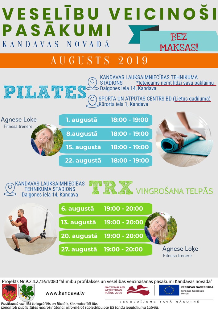 Kandavas novada Dome piedāvā augustā iedzīvotājiem BEZMAKSAS sporta nodarbības Kandavas novada Dome piedāvā augustā iedzīvotājiem BEZMAKSAS sporta nodarbības