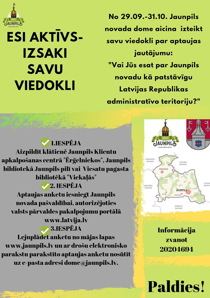 Jaunpils novada Dome aptaujās iedzīvotājus par administratīvi teritoriālo reformu Jaunpils novada Dome aptaujās iedzīvotājus par administratīvi teritoriālo reformu