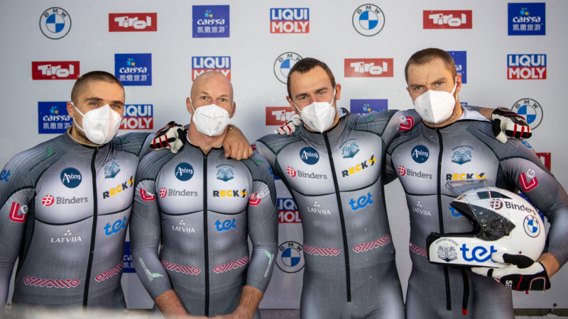 Bobslejists Dāvis Spriņģis pasaules kausa posmā Austrijā tiek pie sudraba medaļas